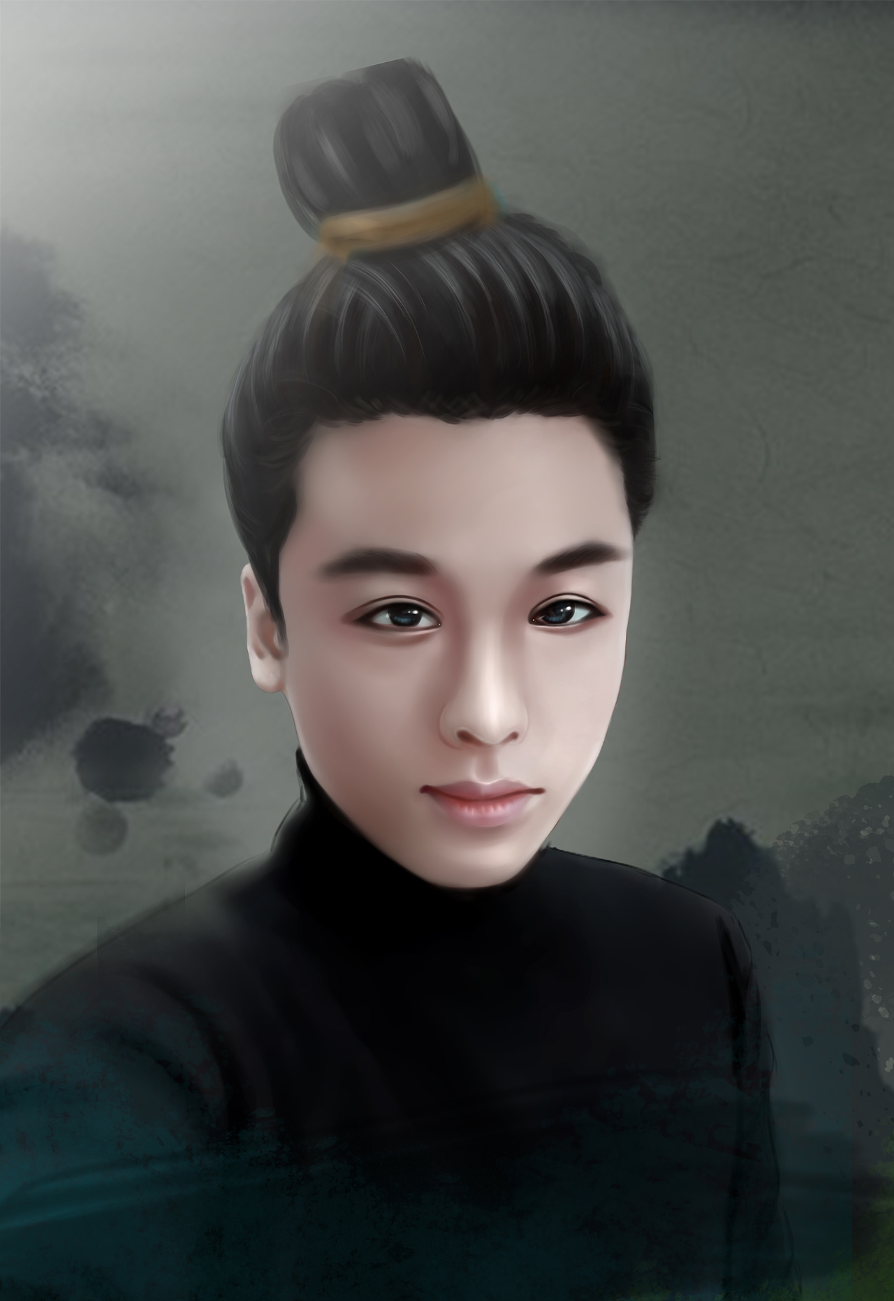 古风言情画插画手绘cg美男帅哥漫画都市古代男子