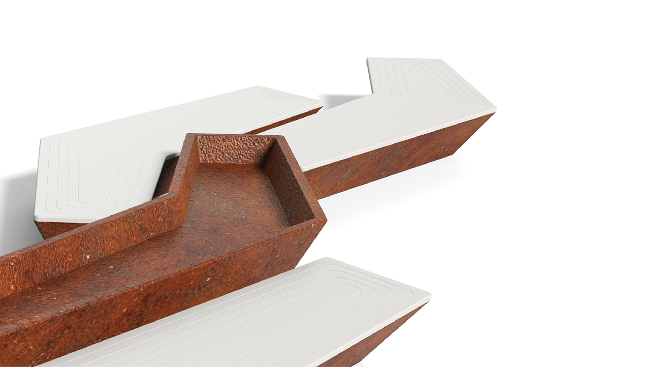 户外几何切面座椅：耐候钢+回收材料再生利用（图ZMTczNTkyODUy） - 景观设计 - 站酷设计师DESIGN_TANG原创素材 - 站酷ZCOOL