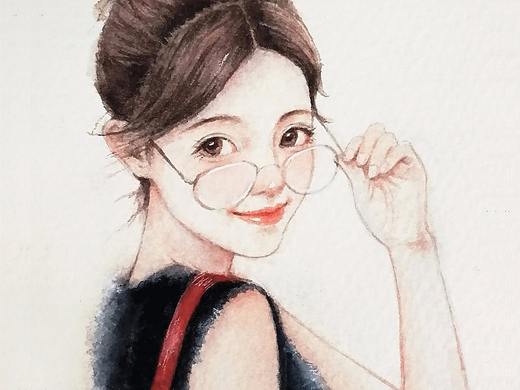 一组女孩水彩画