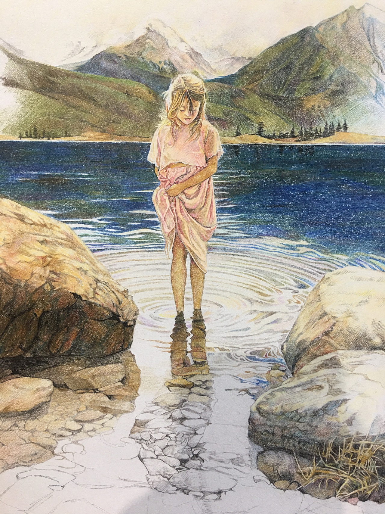 分享收藏海欢鱼一些小油画greendward and dumbledore凌空瞪标签插画