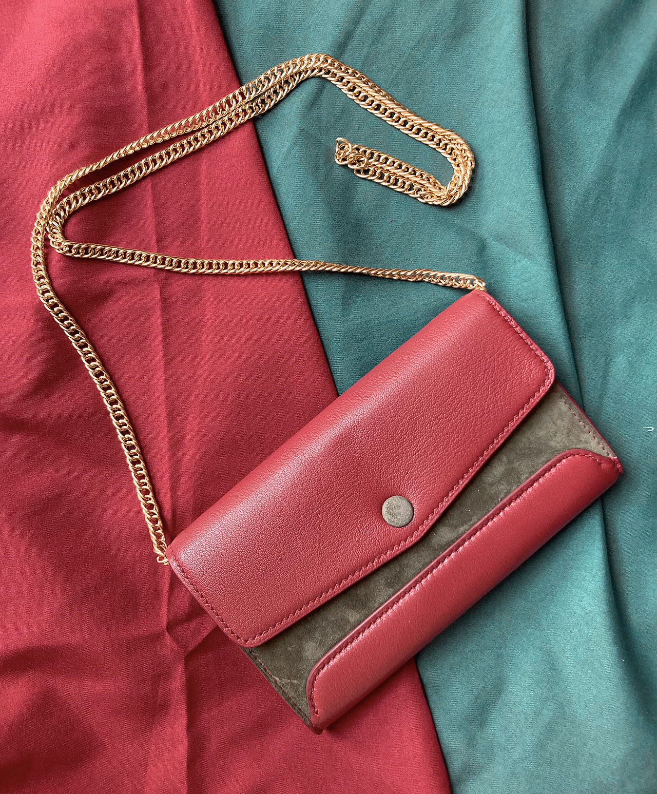 手工皮具-撞色信封包