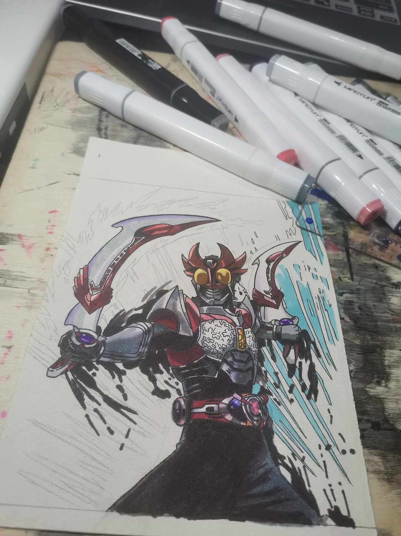 假面骑士亚极陀 马克笔手绘|插画|艺术插画|这里臭鱼_临摹作品-站酷