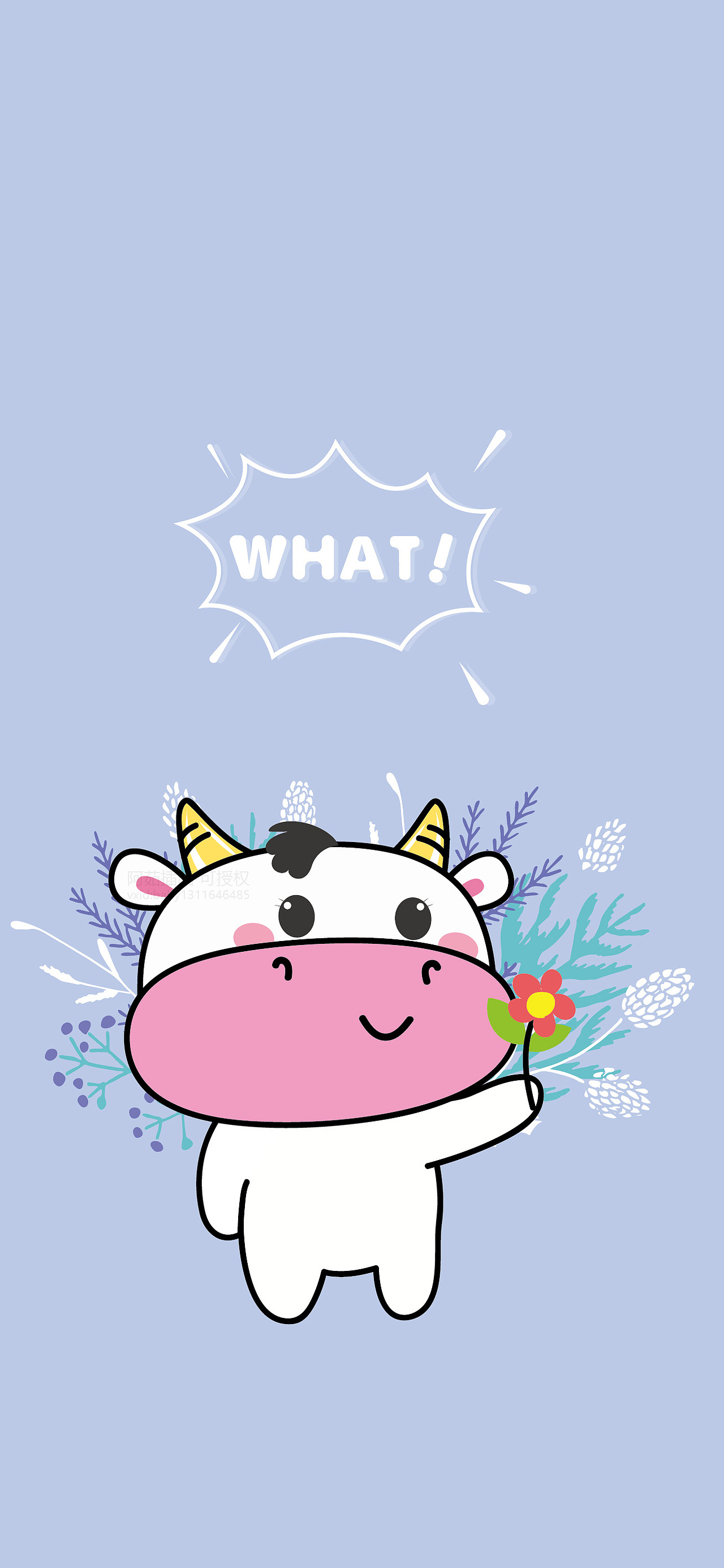 阿茹插画设计原创手绘牛壁纸手机壳可爱卡通牛插画