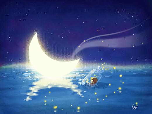 插画——海上漂流瓶