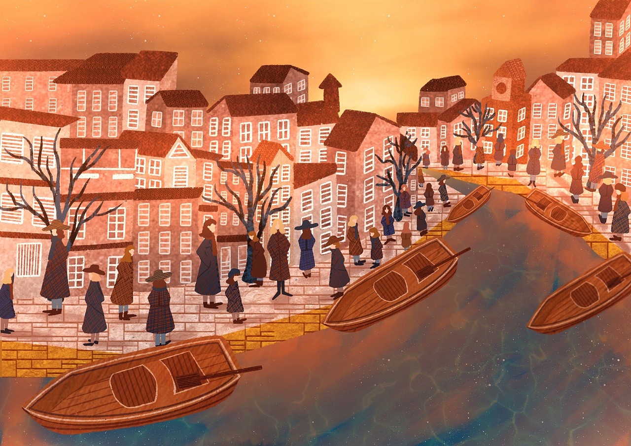 插画//欧洲小镇