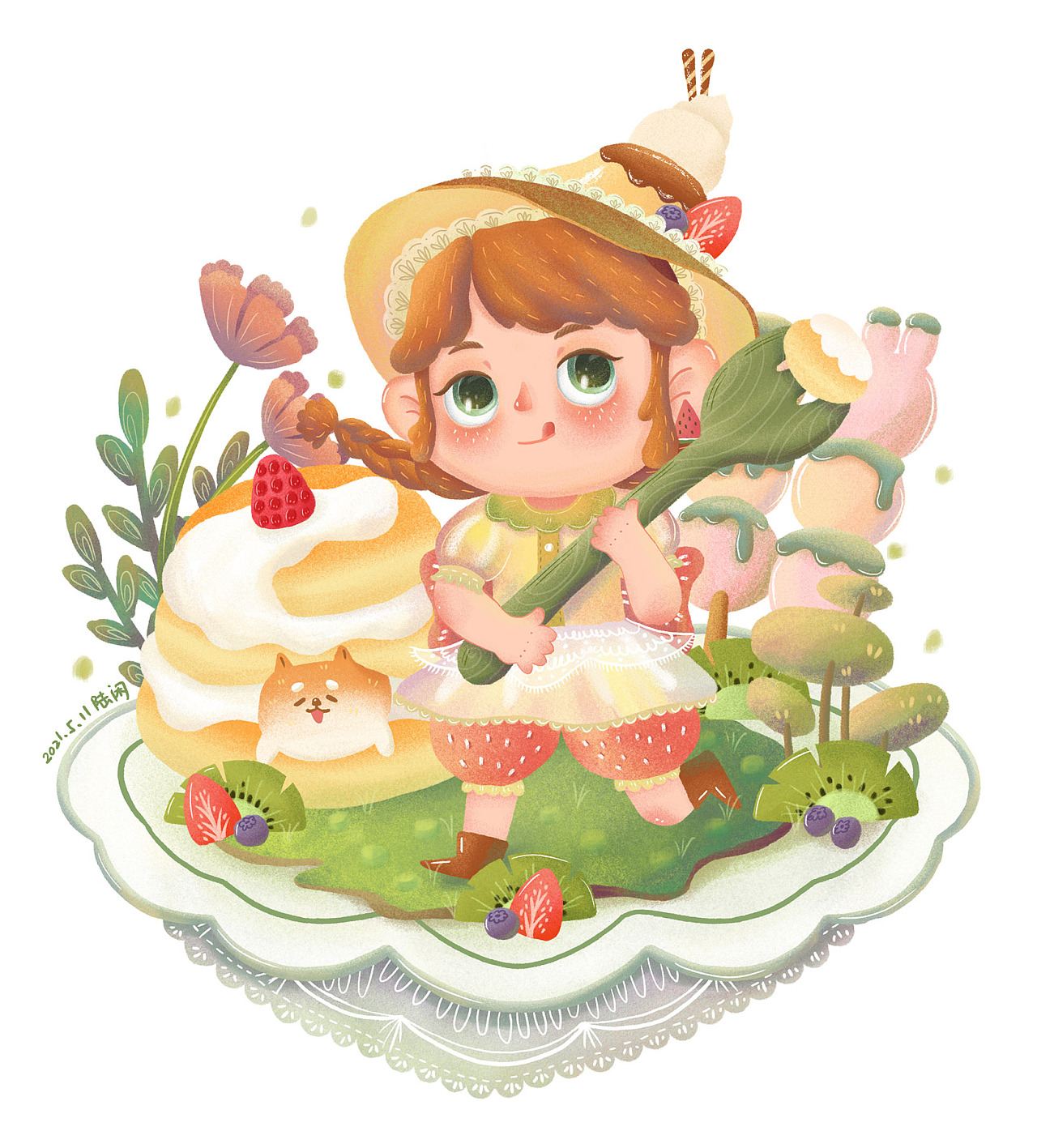 爱吃甜点的小女孩