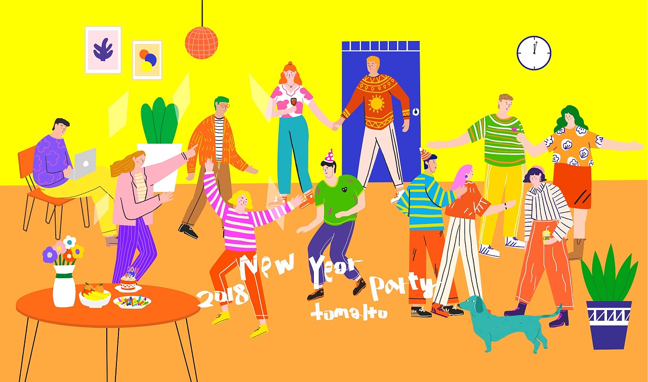 2018 new year party |插画|创作习作|tomalto - 原创作品 - 站酷