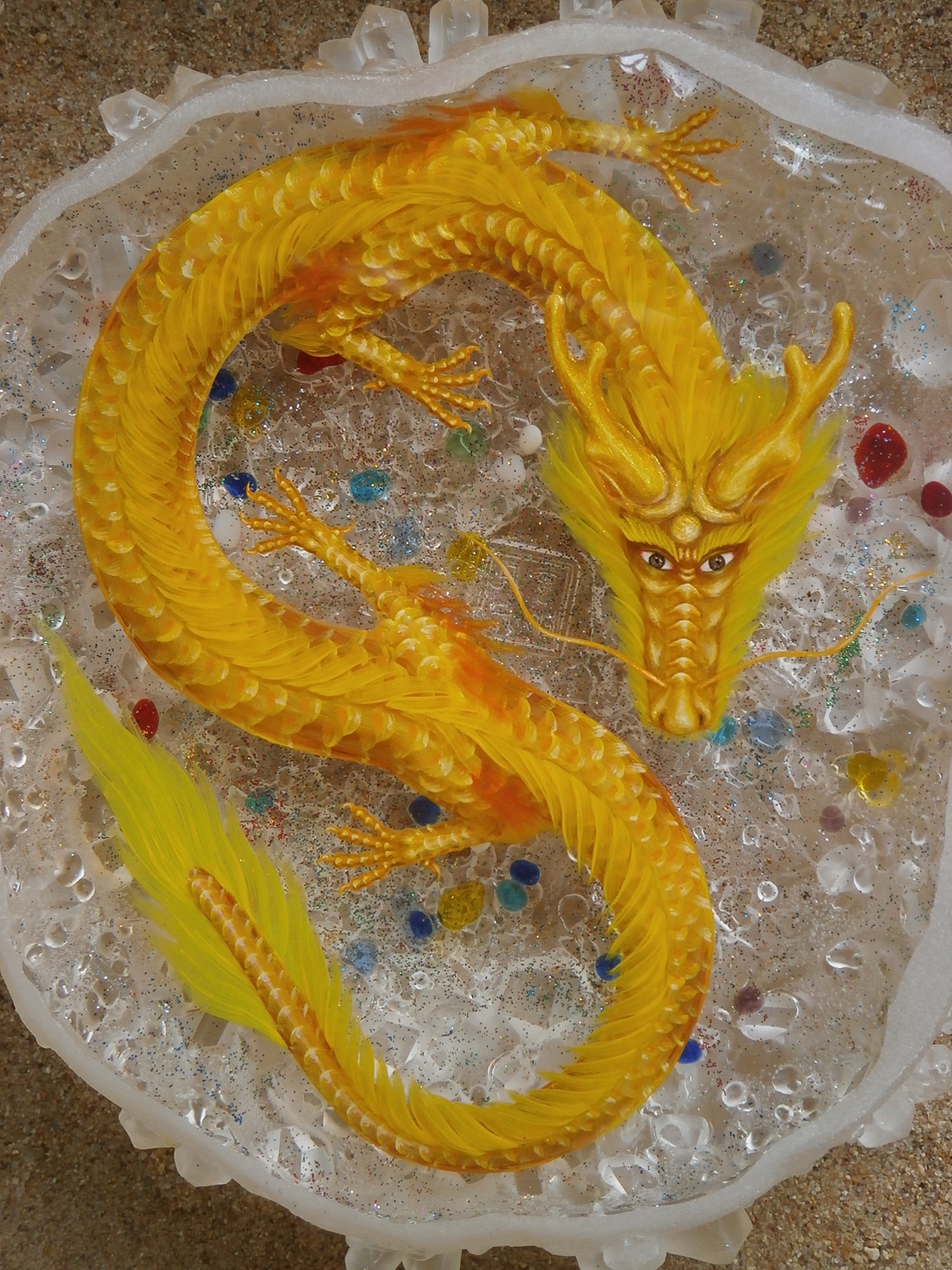 3d树脂画龙#五彩水晶龙