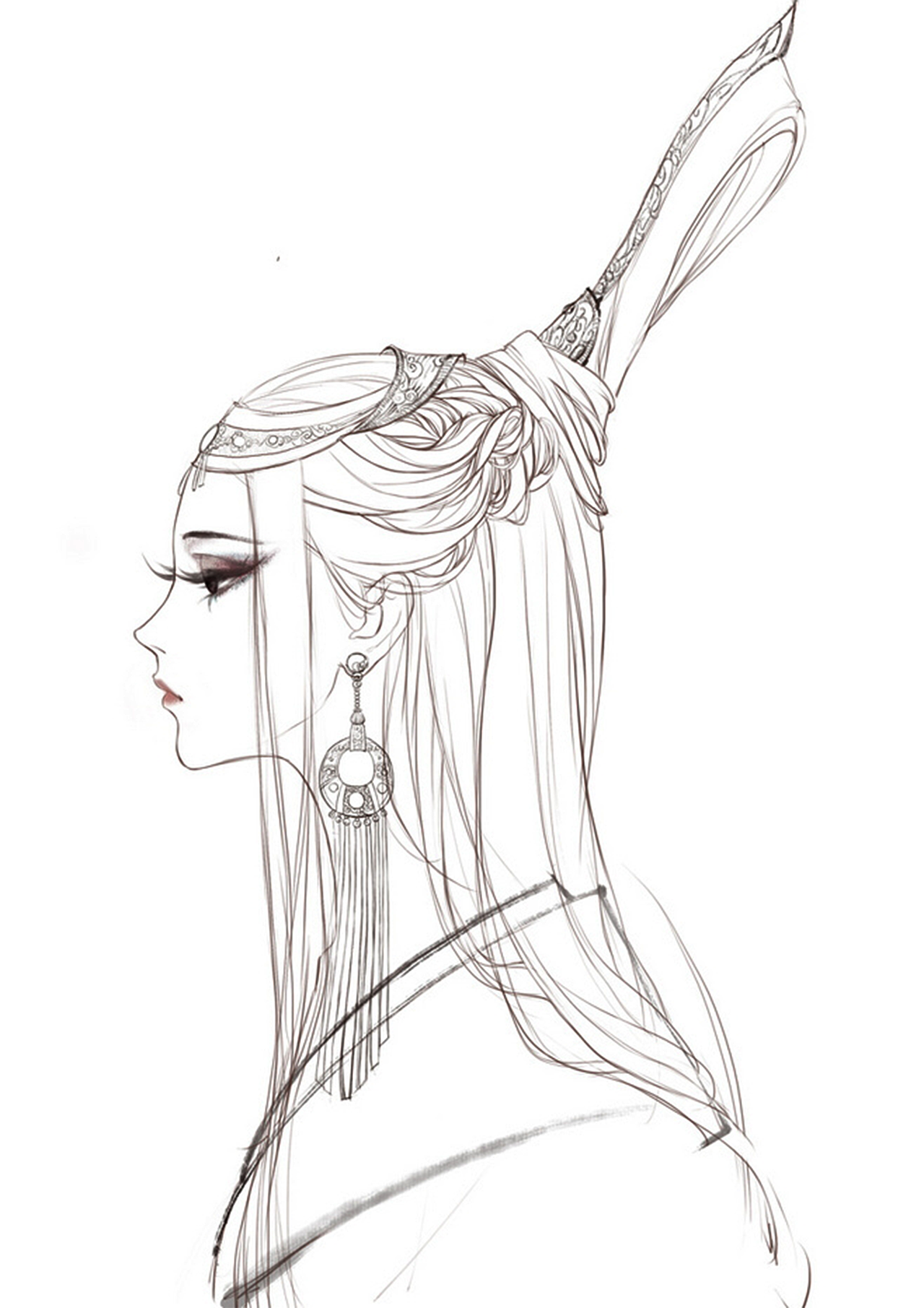 2016年画了一些线条古风画纯属抄袭如有雷同纯属巧合