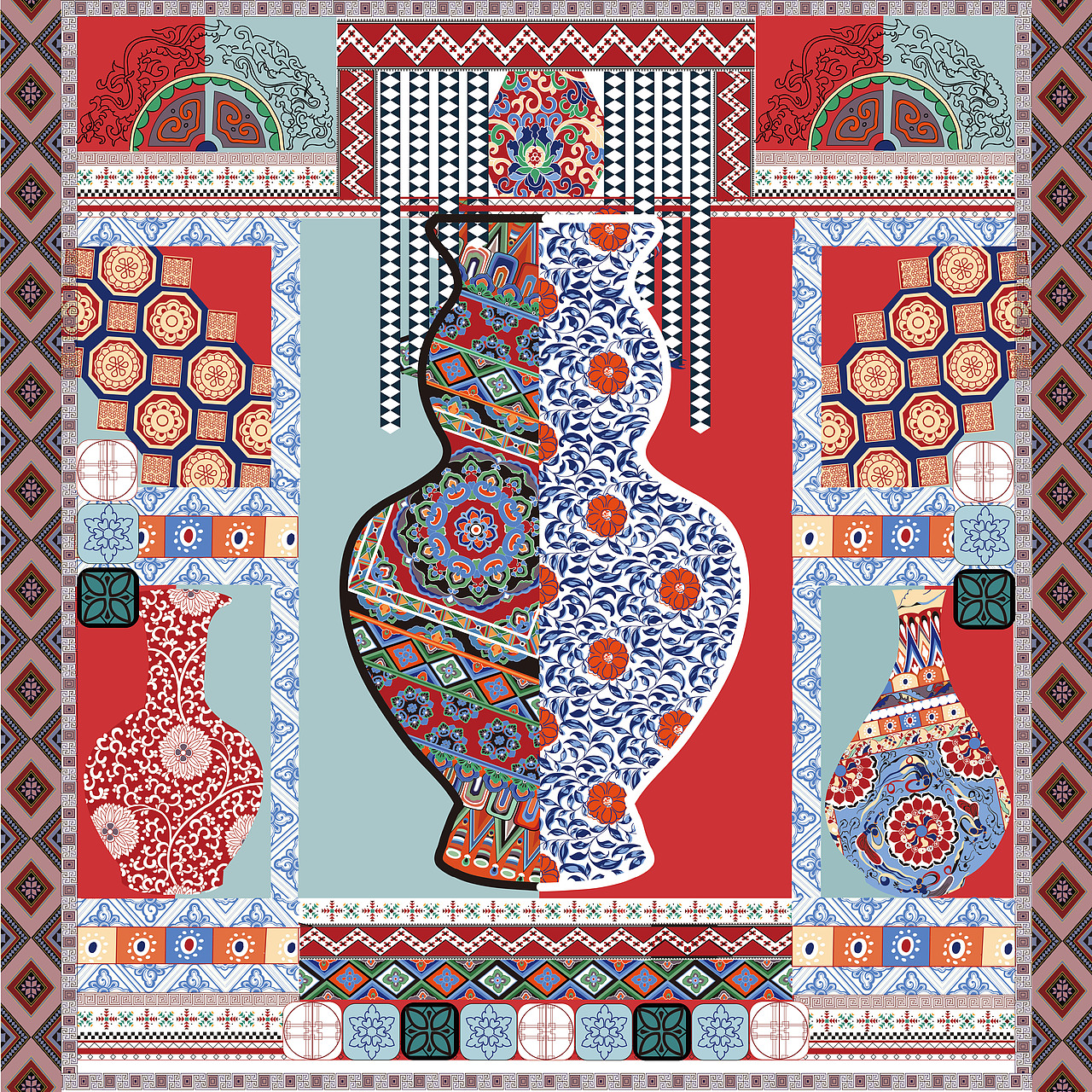 古典风丝巾稿（图ZMjU4Mzc4NzQ4） - 配饰 - 站酷设计师1911zzw原创素材 - 站酷ZCOOL