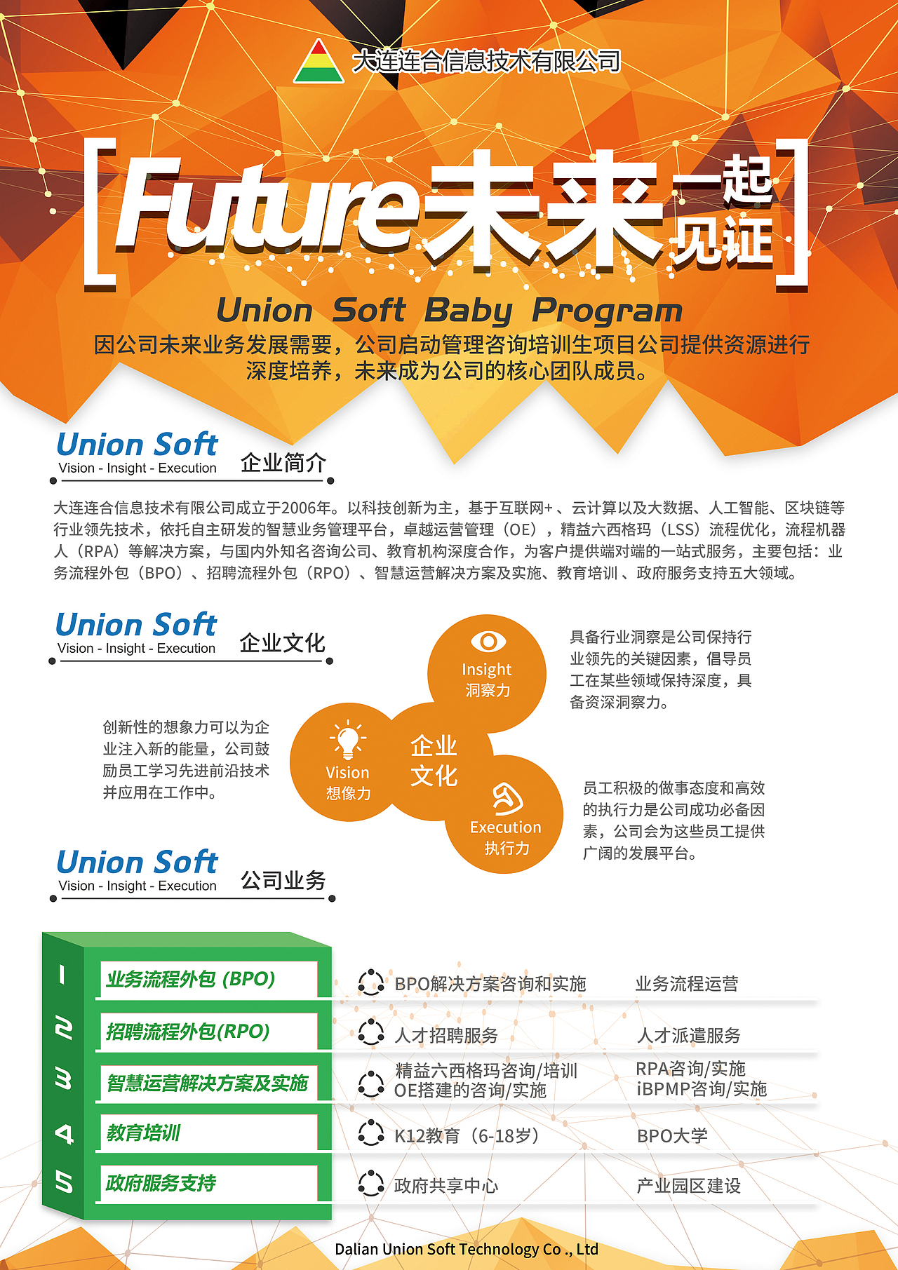 Union Soft Baby Program校园招聘传单、展架