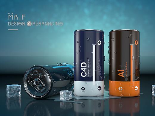 C4D PS AI 技能电池易拉罐
