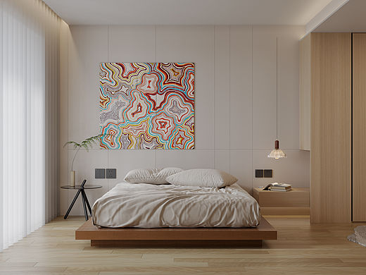 近期渲现代奶油风卧室