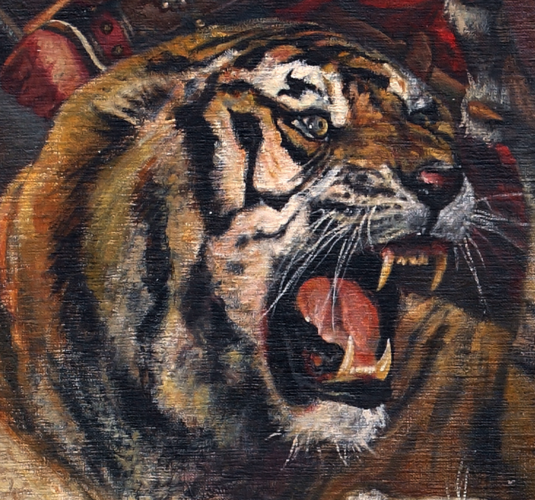 油画作品《猎虎》