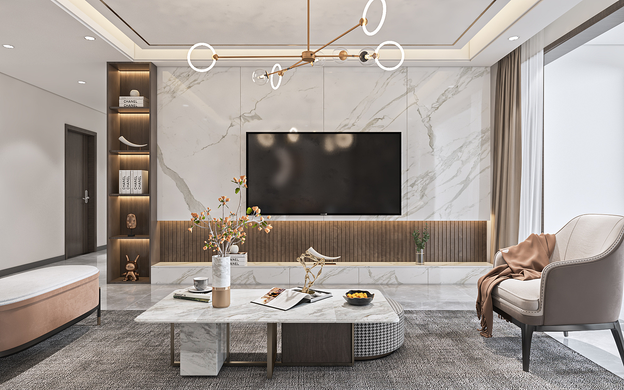 现代轻奢客餐厅#效果图