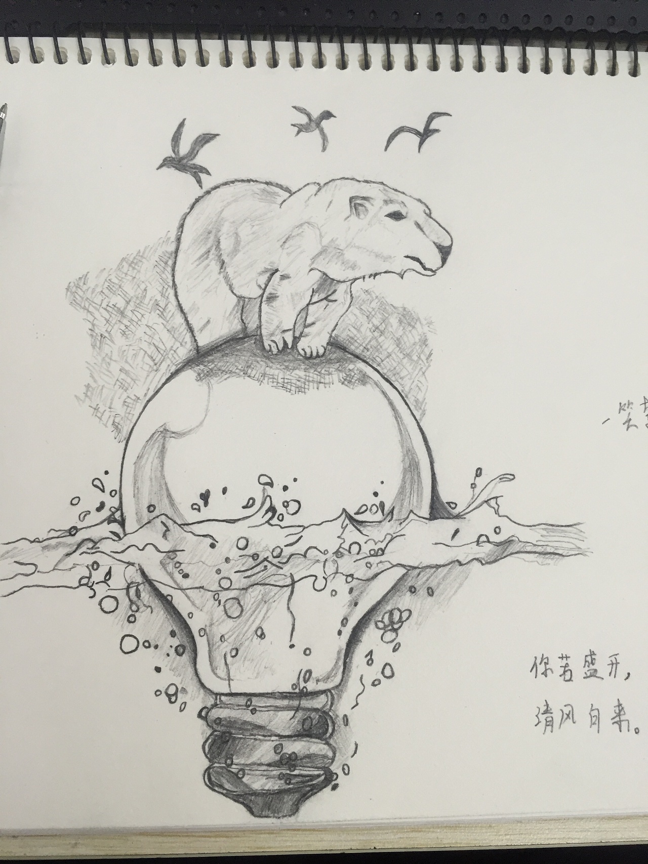 北极熊手绘临摹