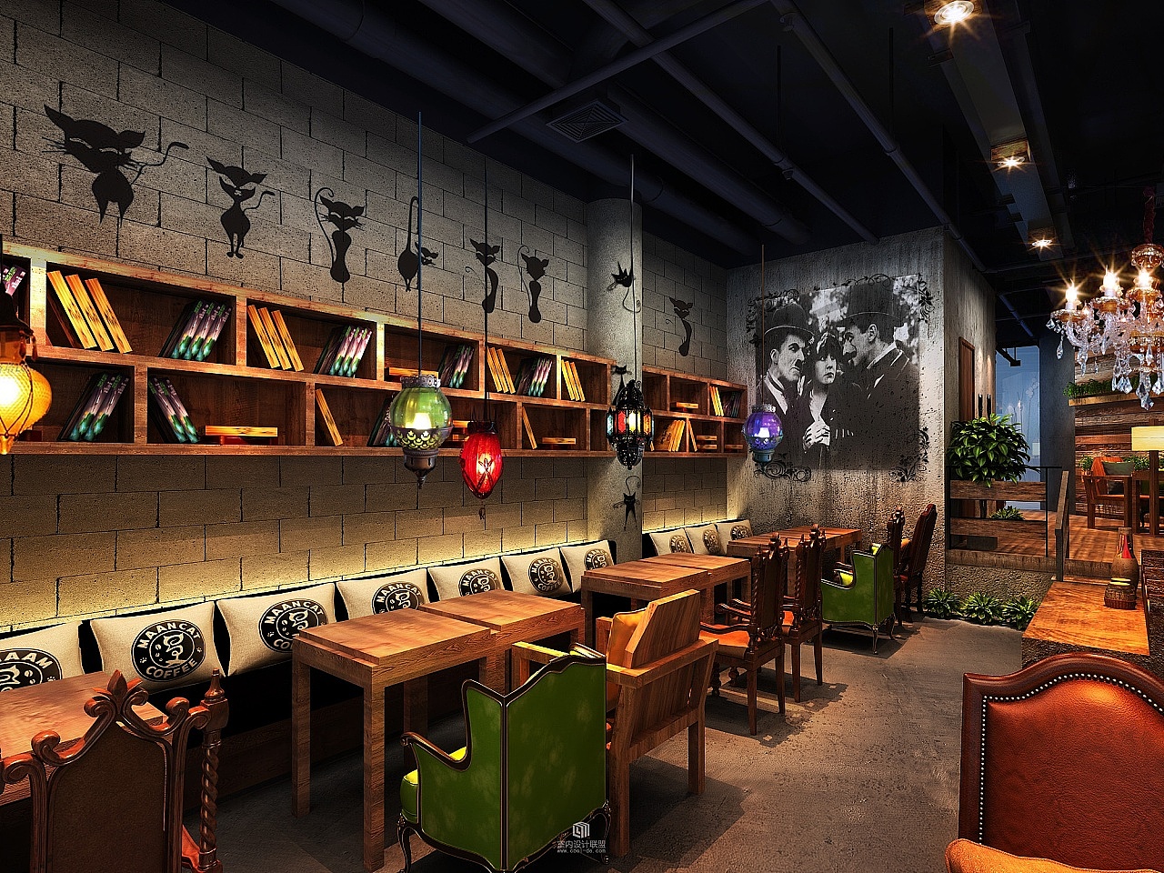 咖啡厅设计——“漫咖啡”湖北武汉店-建E网设计案例
