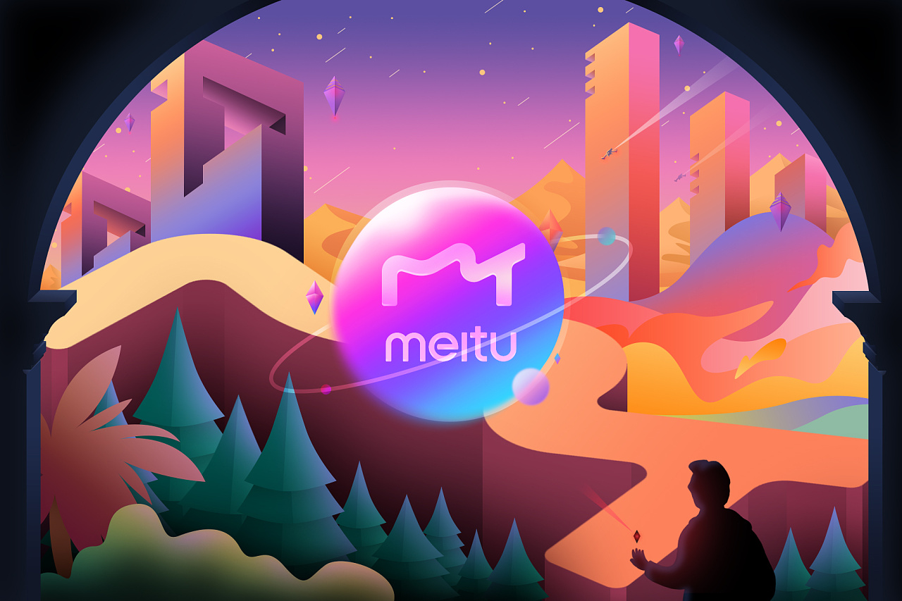 2018美图秀秀新logo延展插画