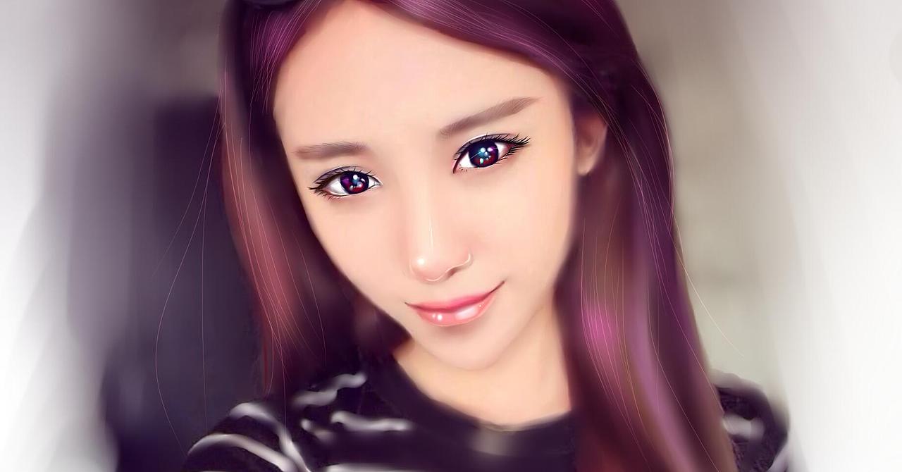 使用sai软件转手绘美女（图ZMzgxMzQxMTY=） - 艺术插画 - 站酷设计师直直怪原创素材 - 站酷ZCOOL