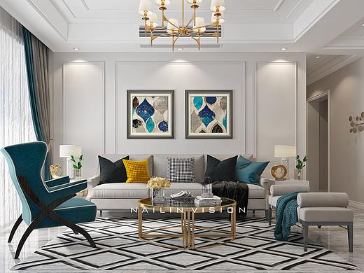 美式轻奢客餐厅（个人主页-ZMzcxNTIyNjA=） - 家装设计 - 站酷设计师NAILIN原创素材 - 站酷ZCOOL