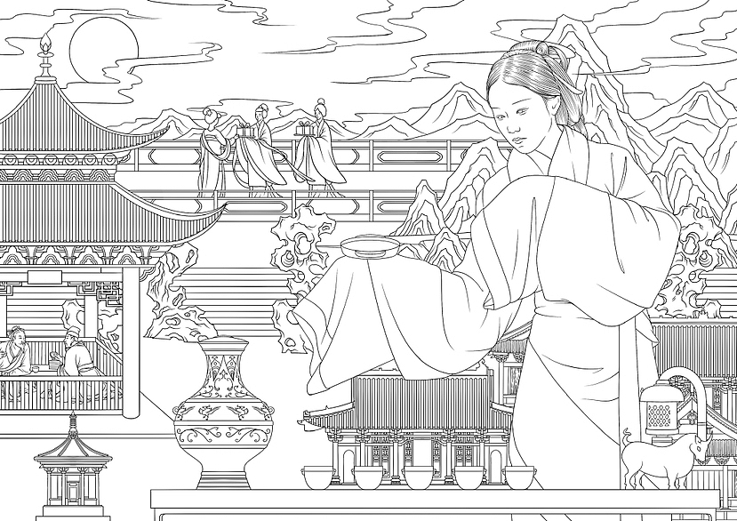 汉代人物 敬茶 复古插画手绘（图ZMzYyNTA4NDg0） - 商业插画 - 站酷设计师挨牧西西原创素材 - 站酷ZCOOL