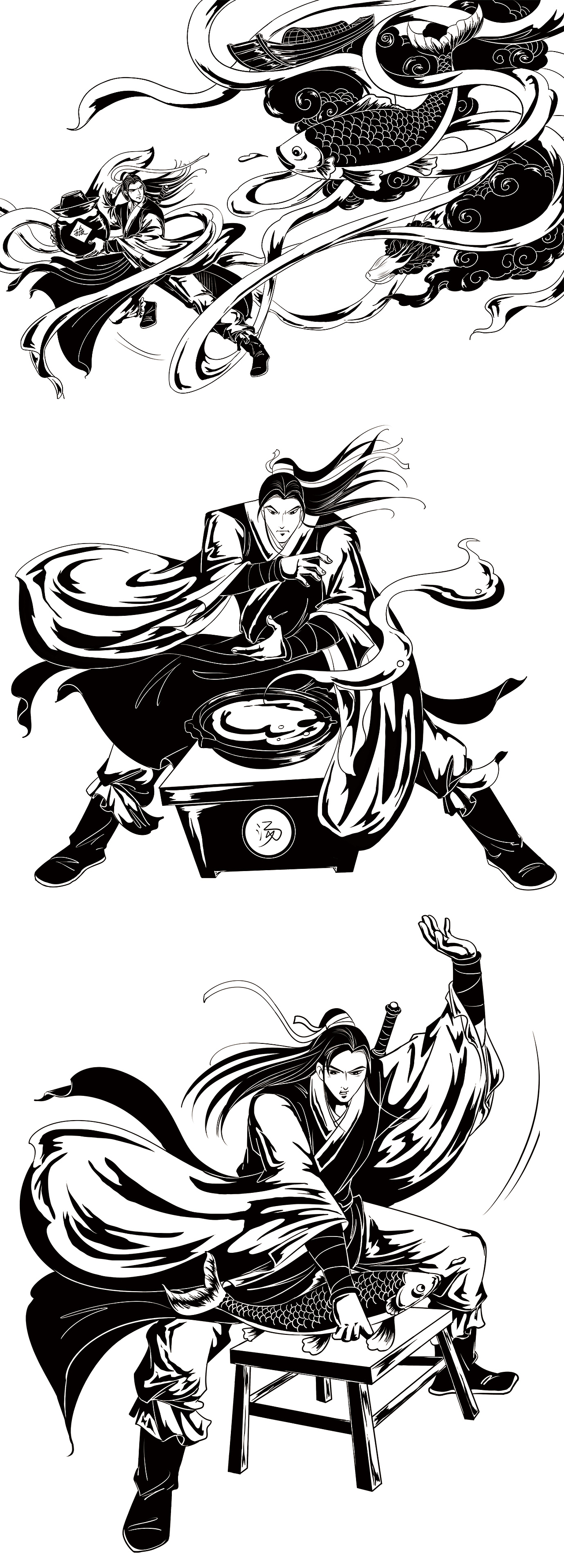 江子牙卡通IP-酸菜魚(yú)店插畫(huà)（圖ZMTYzMTY0NDUy） - 商業(yè)插畫(huà) - 站酷設(shè)計(jì)師正午文化原創(chuàng)素材 - 站酷ZCOOL