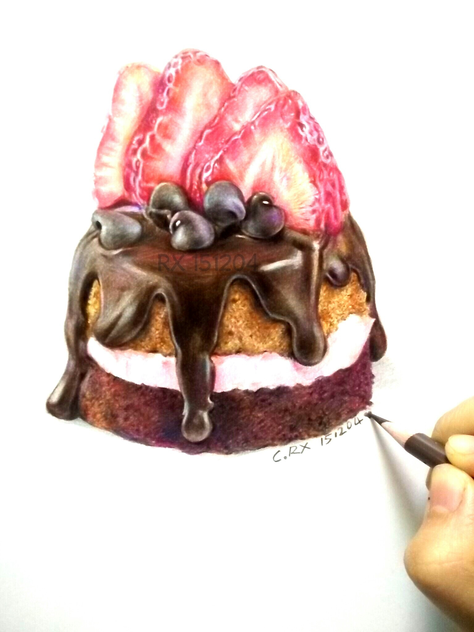 彩铅画草莓乳酪蛋糕|插画|创作习作|ArleneCui - 原创作品 - 站酷 (ZCOOL)