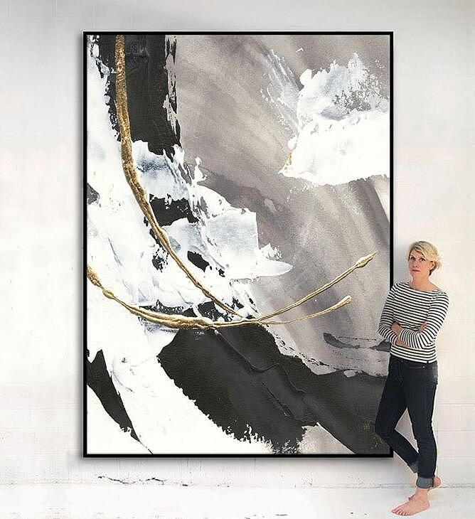 玄关抽象画肌理手绘