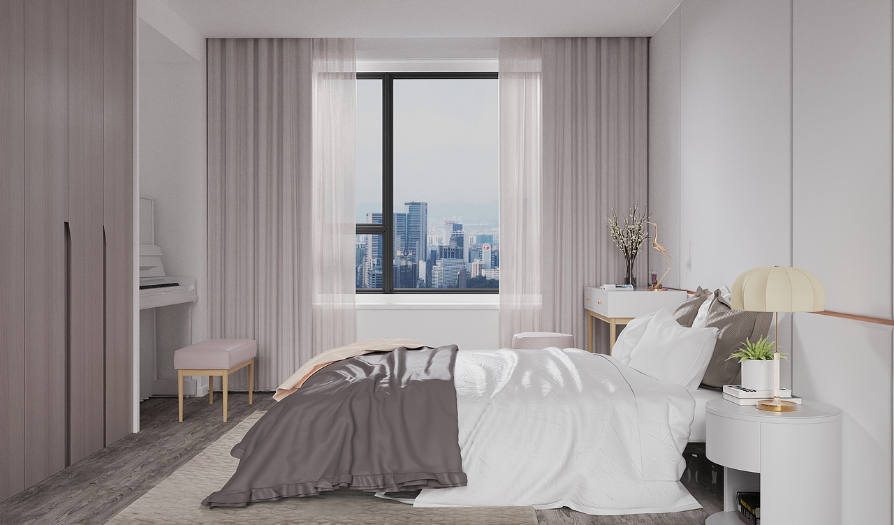 keyshot渲染素材简约卧室小场景