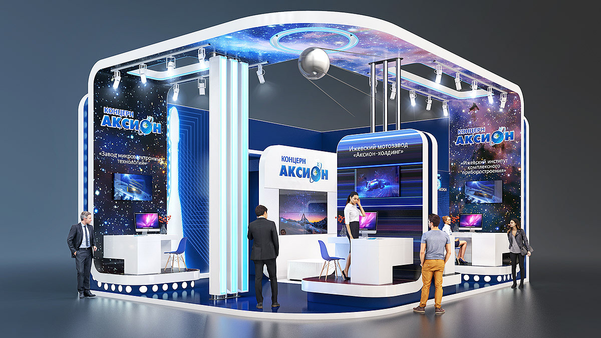 现代科技时尚高端展位展台展点3d效果图设计制作