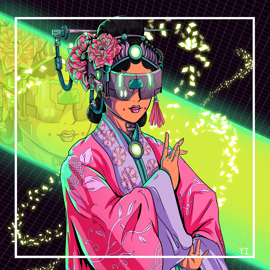 插画-赛博朋克国潮京剧花旦插画（图ZMzI1MDE1MTY0） - 艺术插画 - 站酷设计师YI翼原创素材 - 站酷ZCOOL