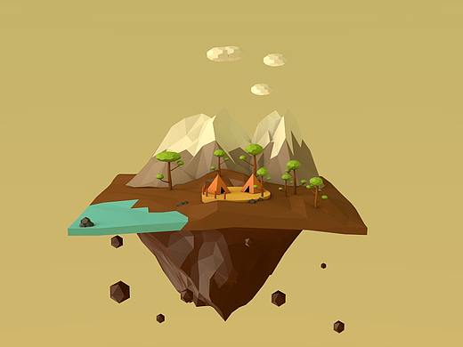 c4d低多边形场景练习