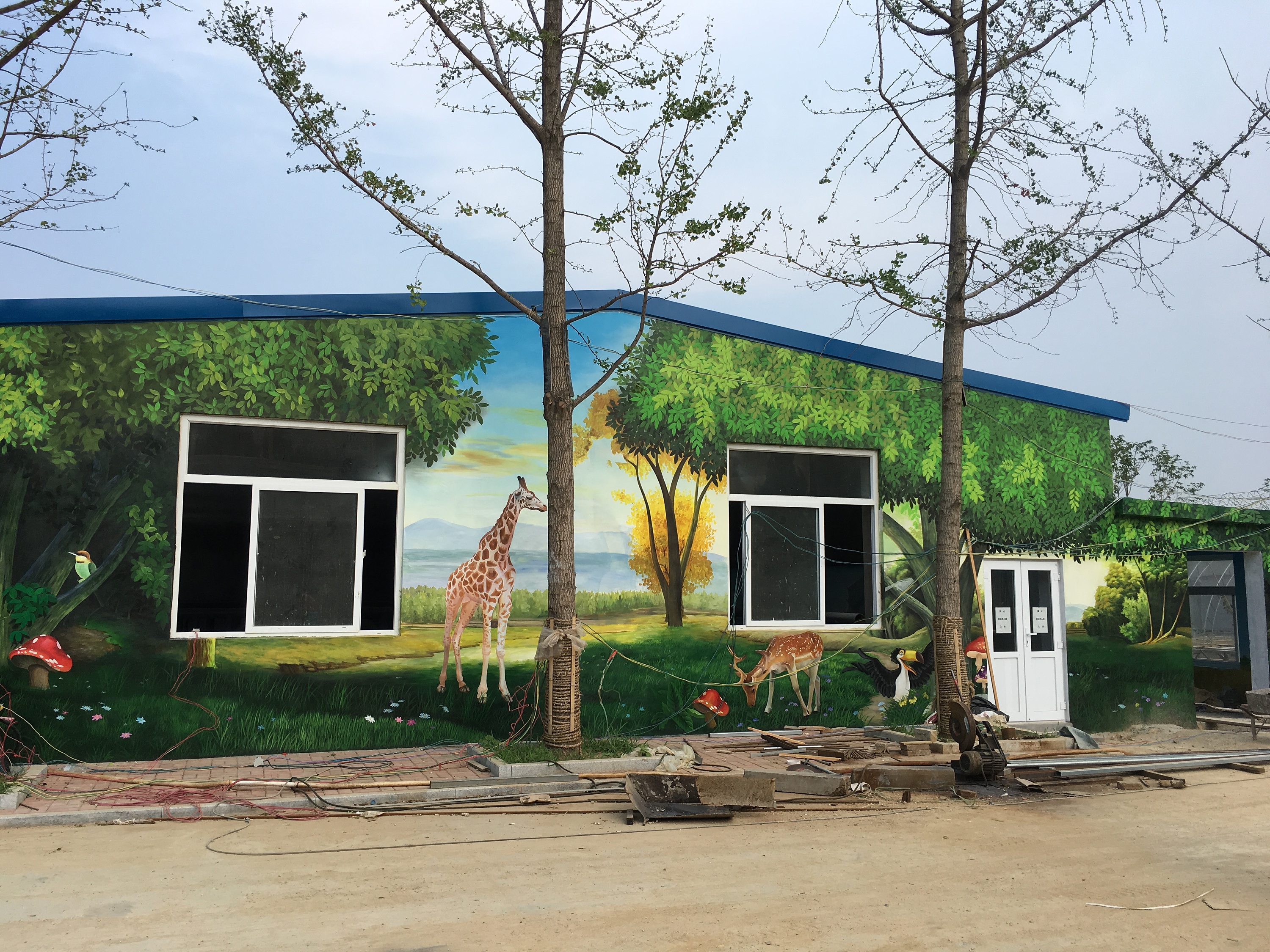 野生动物园墙体彩绘3d画