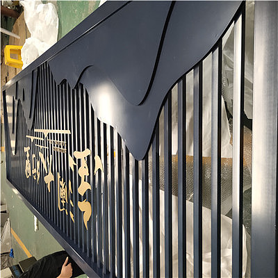 惠阳酒店不锈钢山峦屏风大厅金属景墙众钰定制