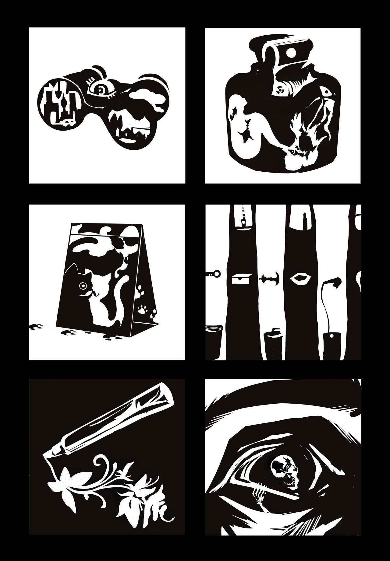 黑白正负形练习作业（图ZMzYxOTI0Mzc2） - 图案 - 站酷设计师YHtwo原创素材 - 站酷ZCOOL