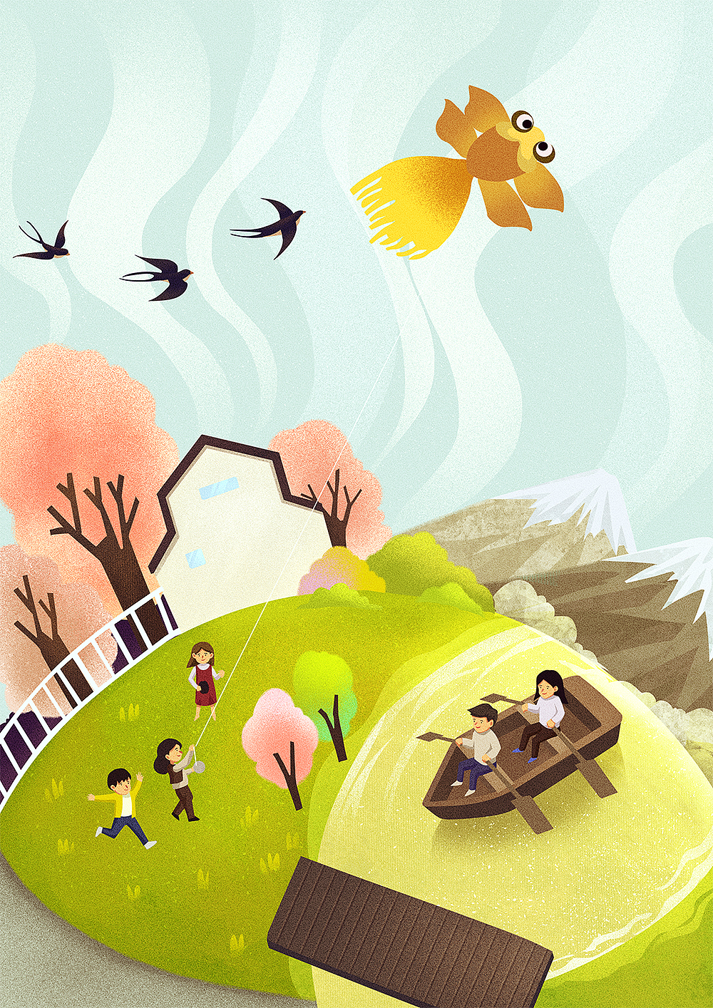 春夏秋冬主题插画