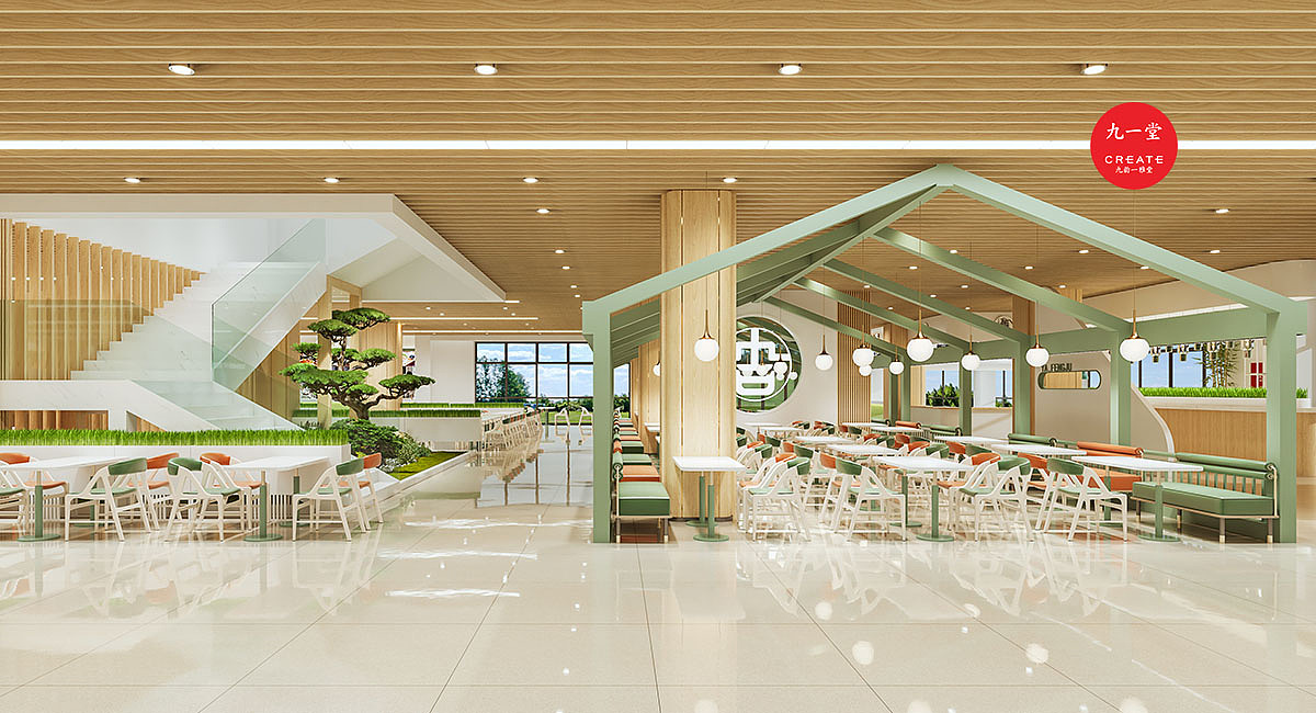 大学食堂室室内大堂设计