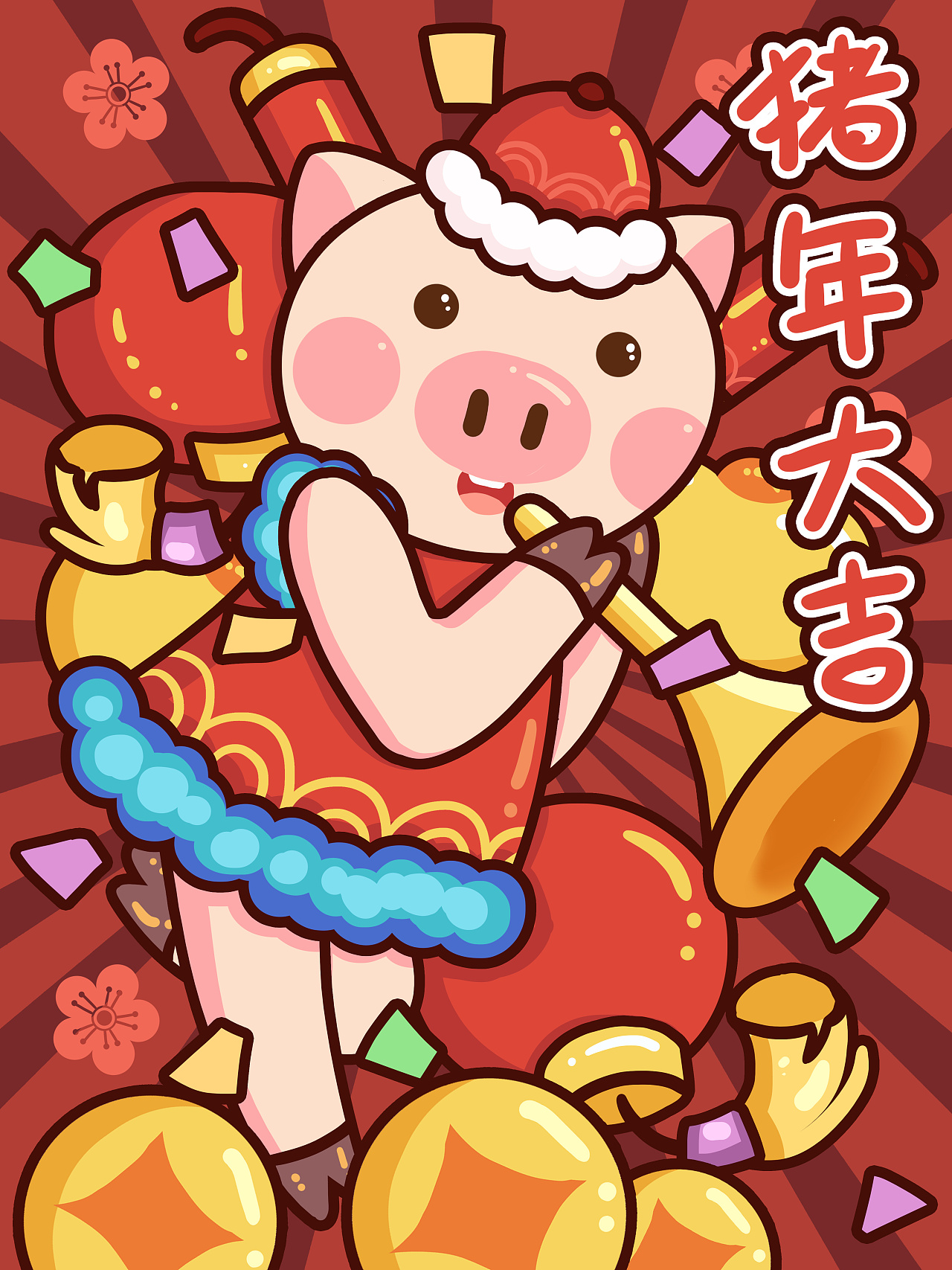 猪年特辑|插画|商业插画|cat逗比猫 - 原创作品 - 站酷 (zcool)