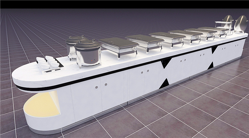 移动餐台 食堂取餐台设备制作 移动布菲台自助取餐台