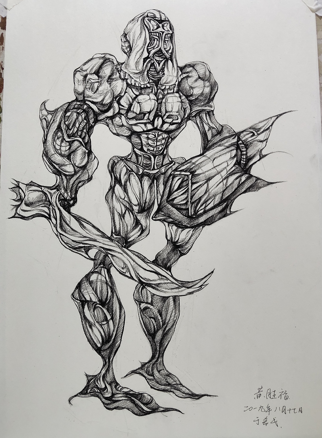 游戏人物炭笔表达