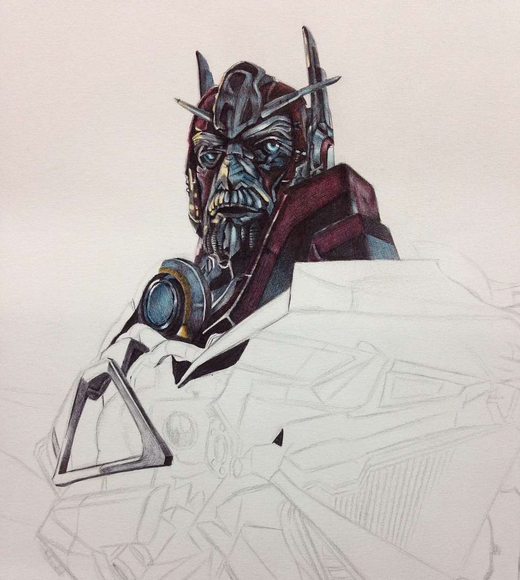 圆珠笔手绘变形金刚御天敌