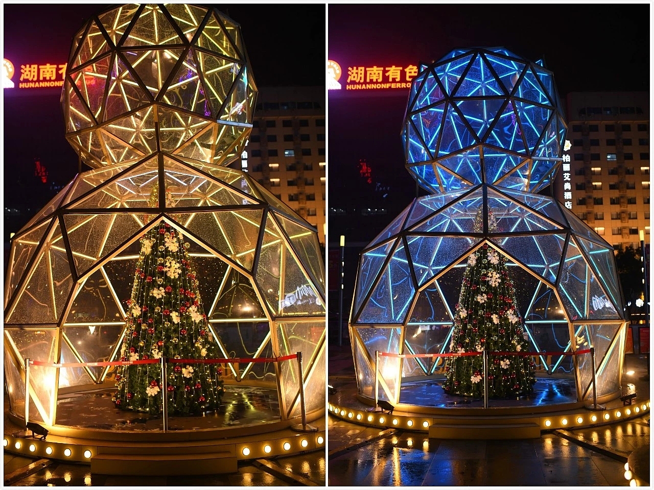 长沙叮叮mall——巨型玻光喵形圣诞树