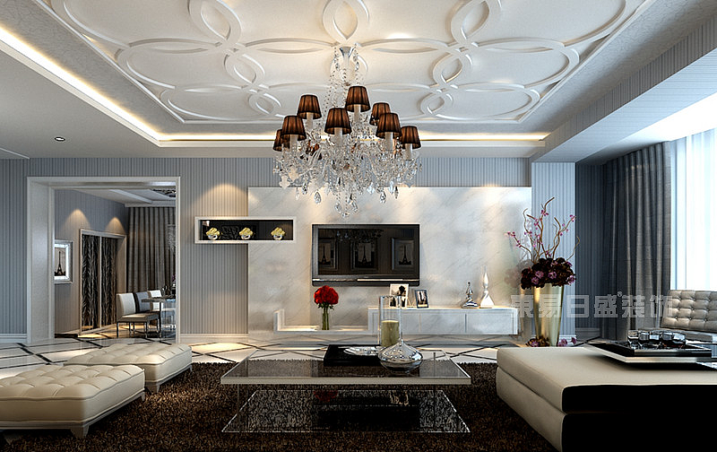 客厅效果图-现代简约