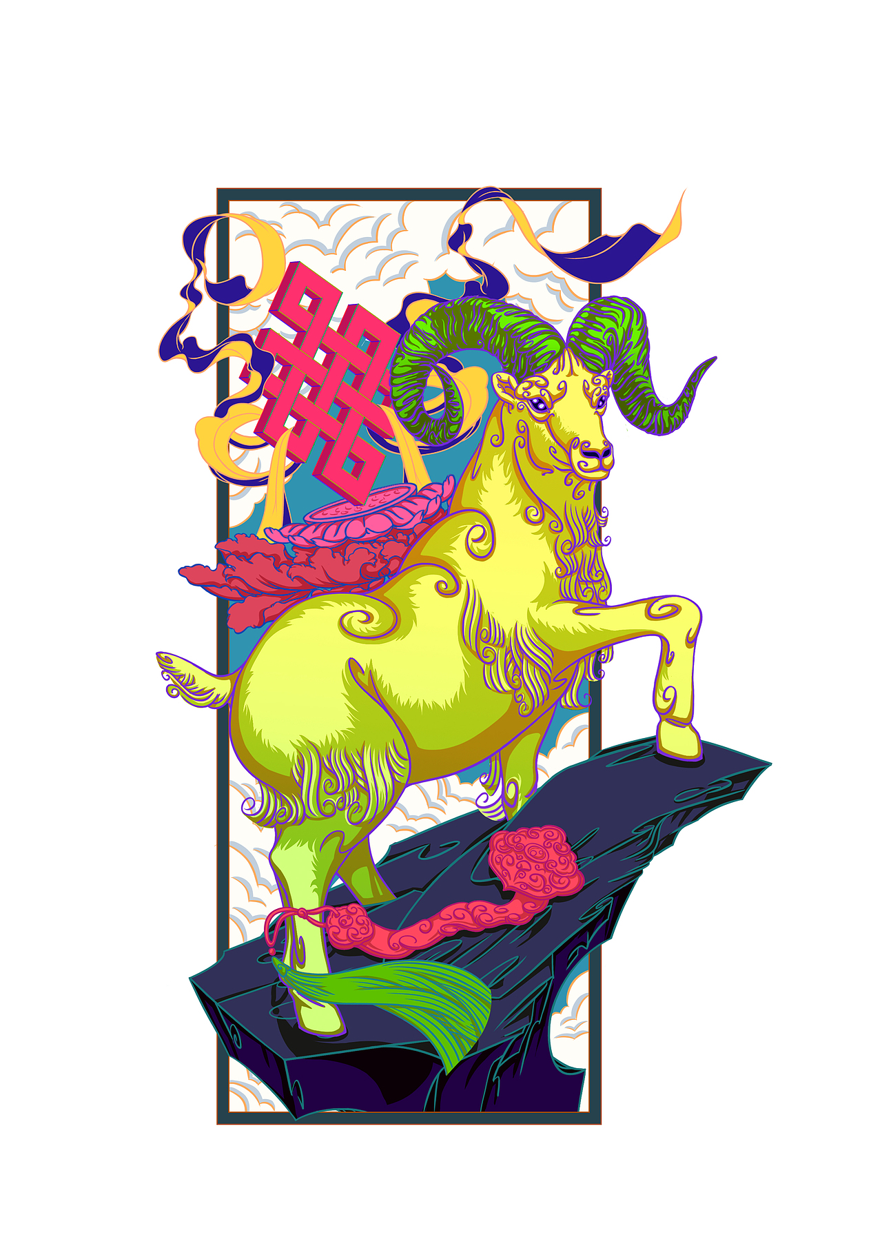 十二属相-羊（图ZNzI5MDU0NjA=） - 商业插画 - 站酷设计师PlStone原创素材 - 站酷ZCOOL