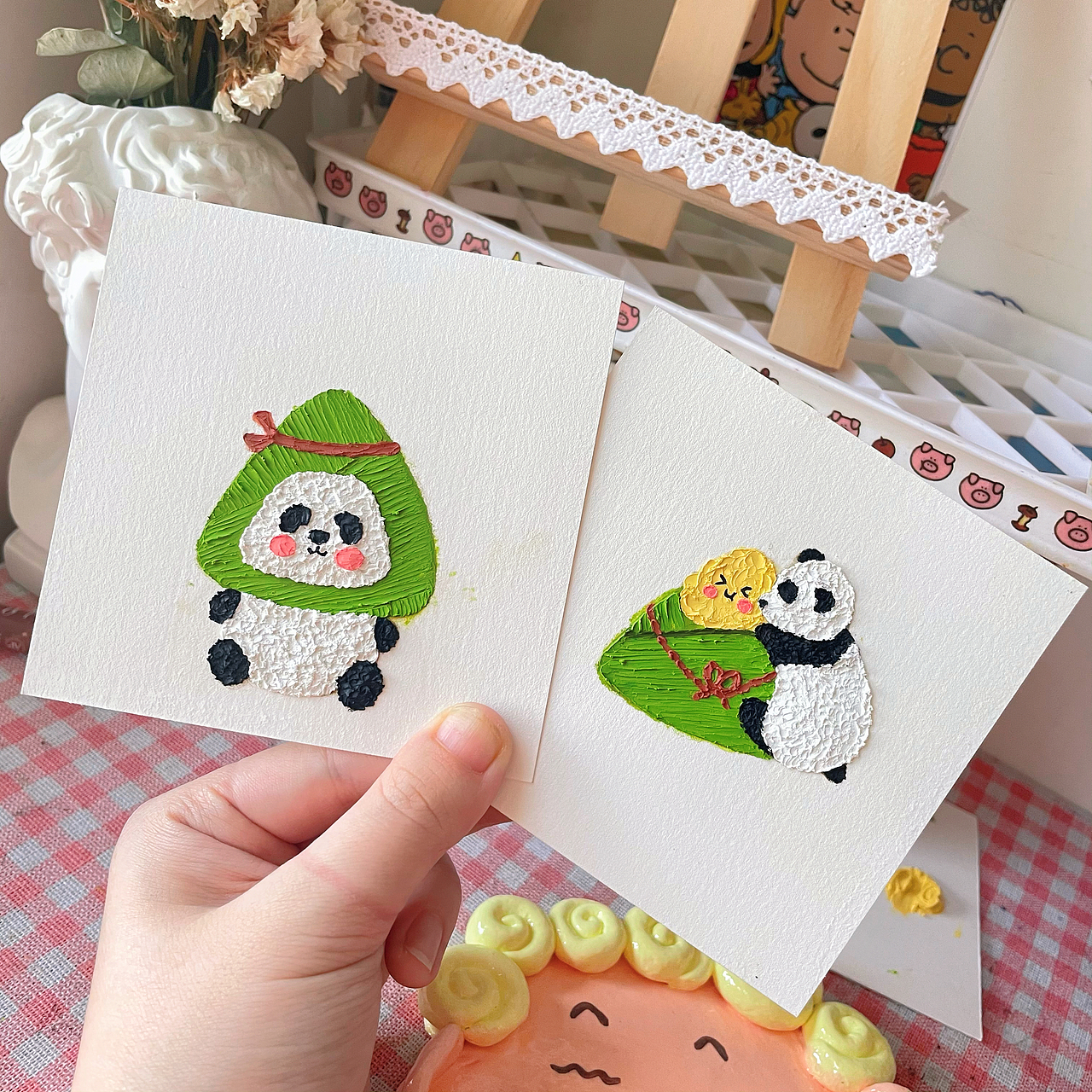 油画棒涂鸦•端午🌿粽子熊猫🐼