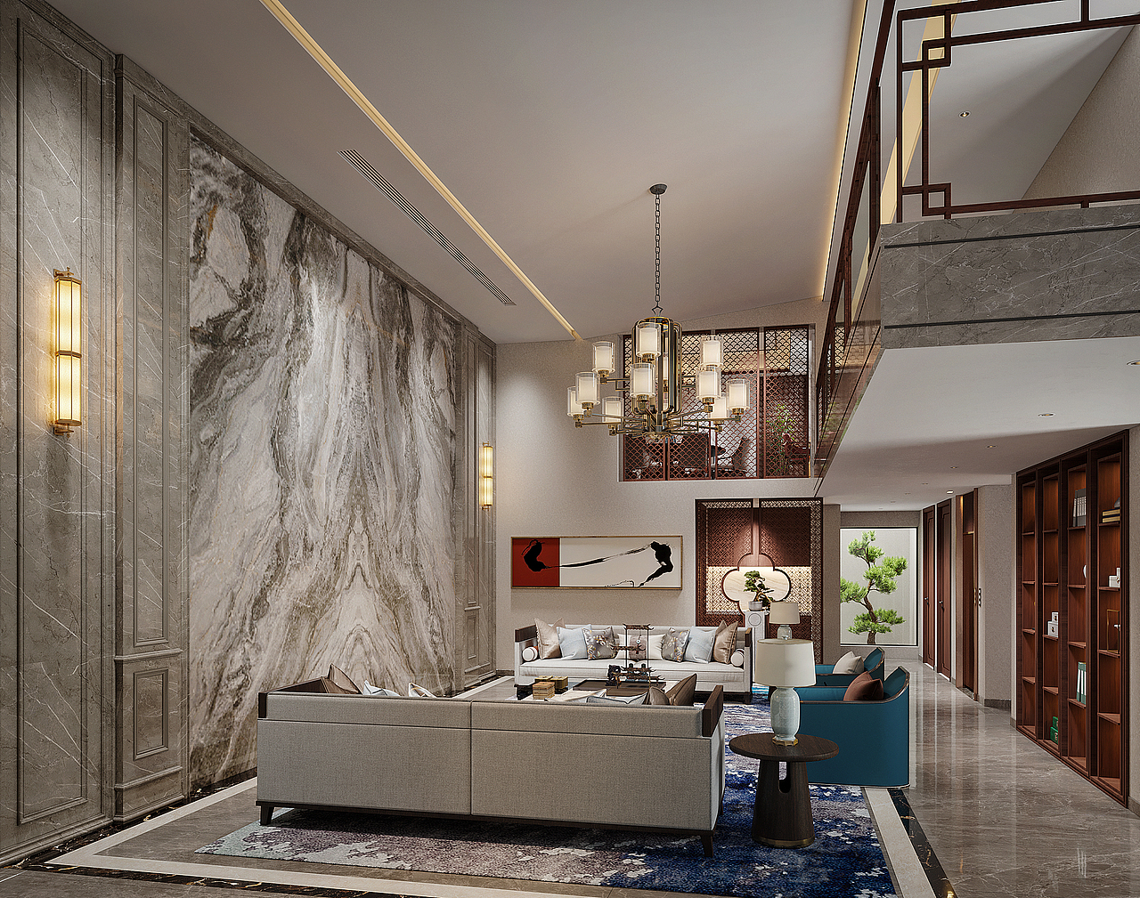 新中式别墅-效果表现