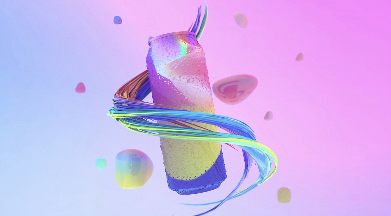 C4D-OC 炫彩动感瓶子建模渲染