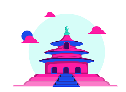 原创建筑插画——天坛（图ZMjkyNjMwOTgw） - 创作习作 - 站酷设计师咪咕MG原创素材 - 站酷ZCOOL