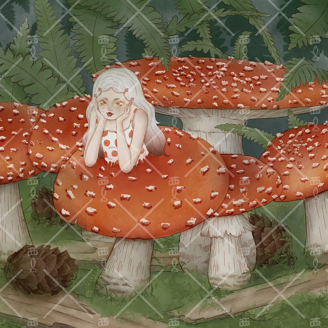 毒蝇伞原创插画×毒蝇伞羊毛毡人物形象