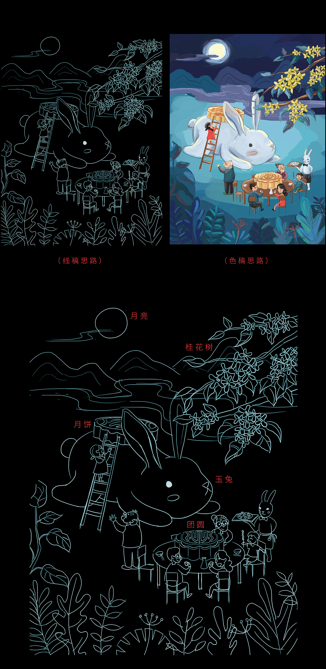 中秋节插画/原创（图ZMjY5MjcxOTY4） - 商业插画 - 站酷设计师ZHOU_ZHIZHI原创素材 - 站酷ZCOOL